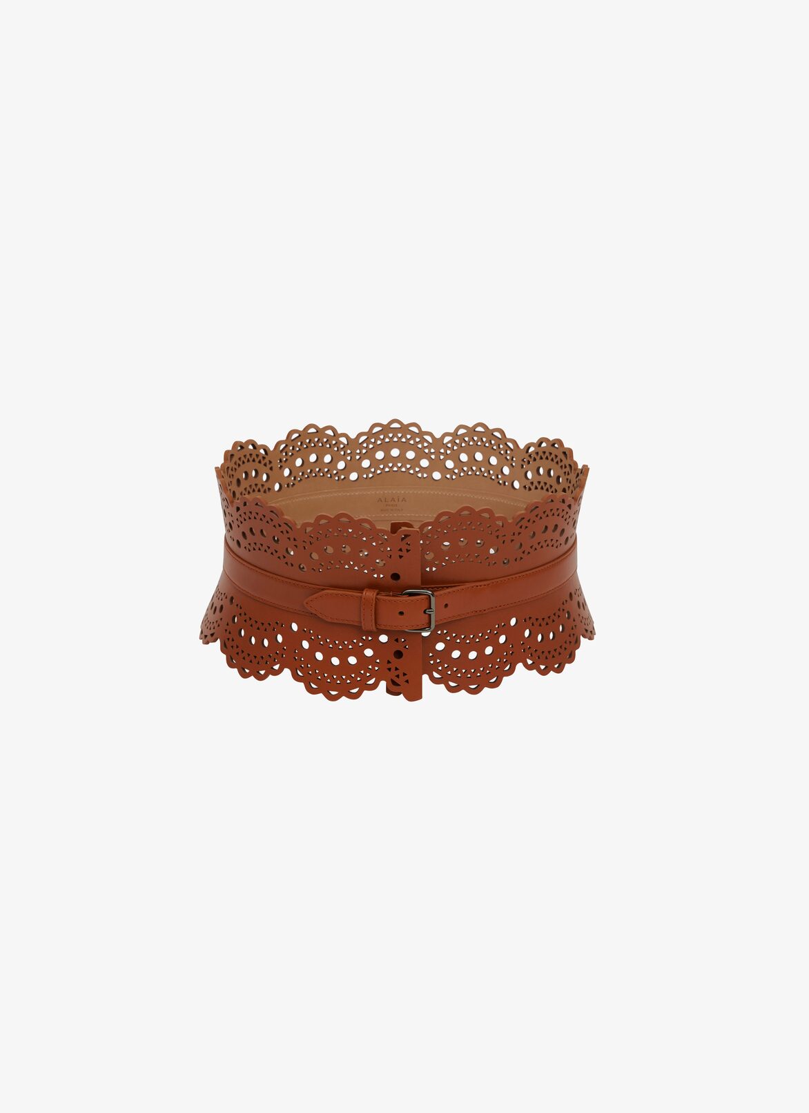 Bustier belt in vienne wave calfskin ALAÏA BROWN BUSTIER BELT IN VIENNE WAVE CALFSKIN